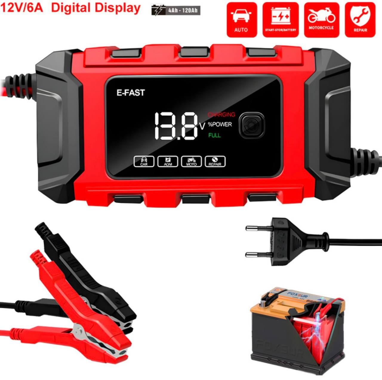Зарядний пристрій 12V потужністю 5 Ah для акумуляторів BATTERY CHARGER TK360 П