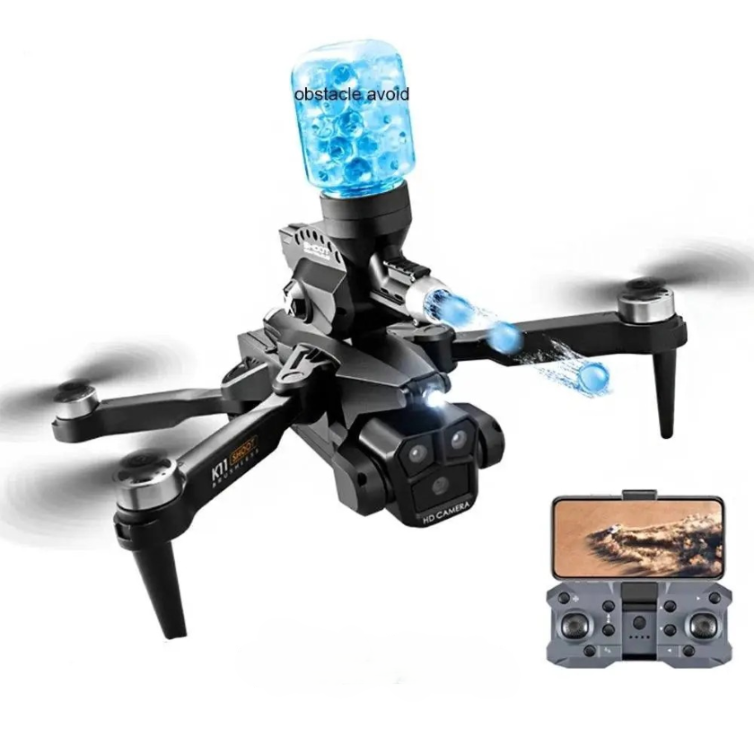 Квадрокоптер с пульками K11 max Drone с тремя камерами 4KП