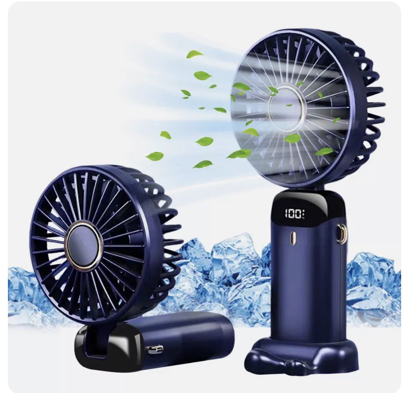 Вентилятор ручний акумуляторний Mini Fan ZB088C з підставкою та USB-зарядкою Фіолетово-бузковий П