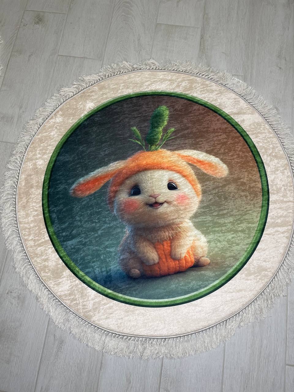 Турецкий безворсовый детский коврик(Зайчонок)100x100см П